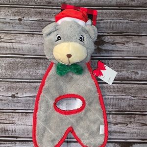 Cute Christmas teddy bear crinkle tug toy for dogs